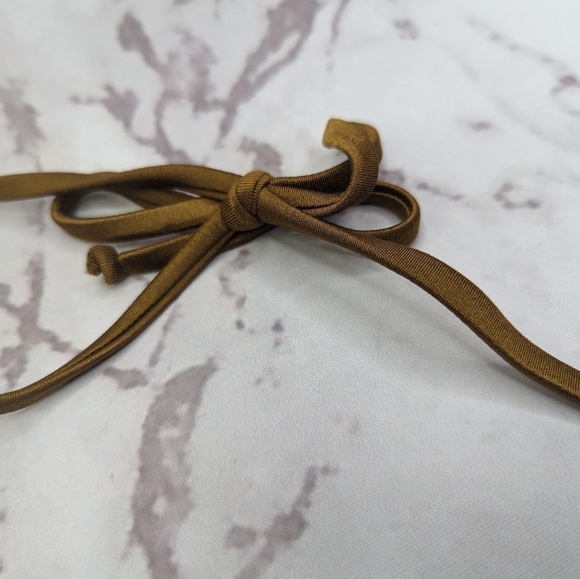 Good American Swim Top Women Brown Bronze Crinkle Tiny Ties Bikini - Picture 8 of 10